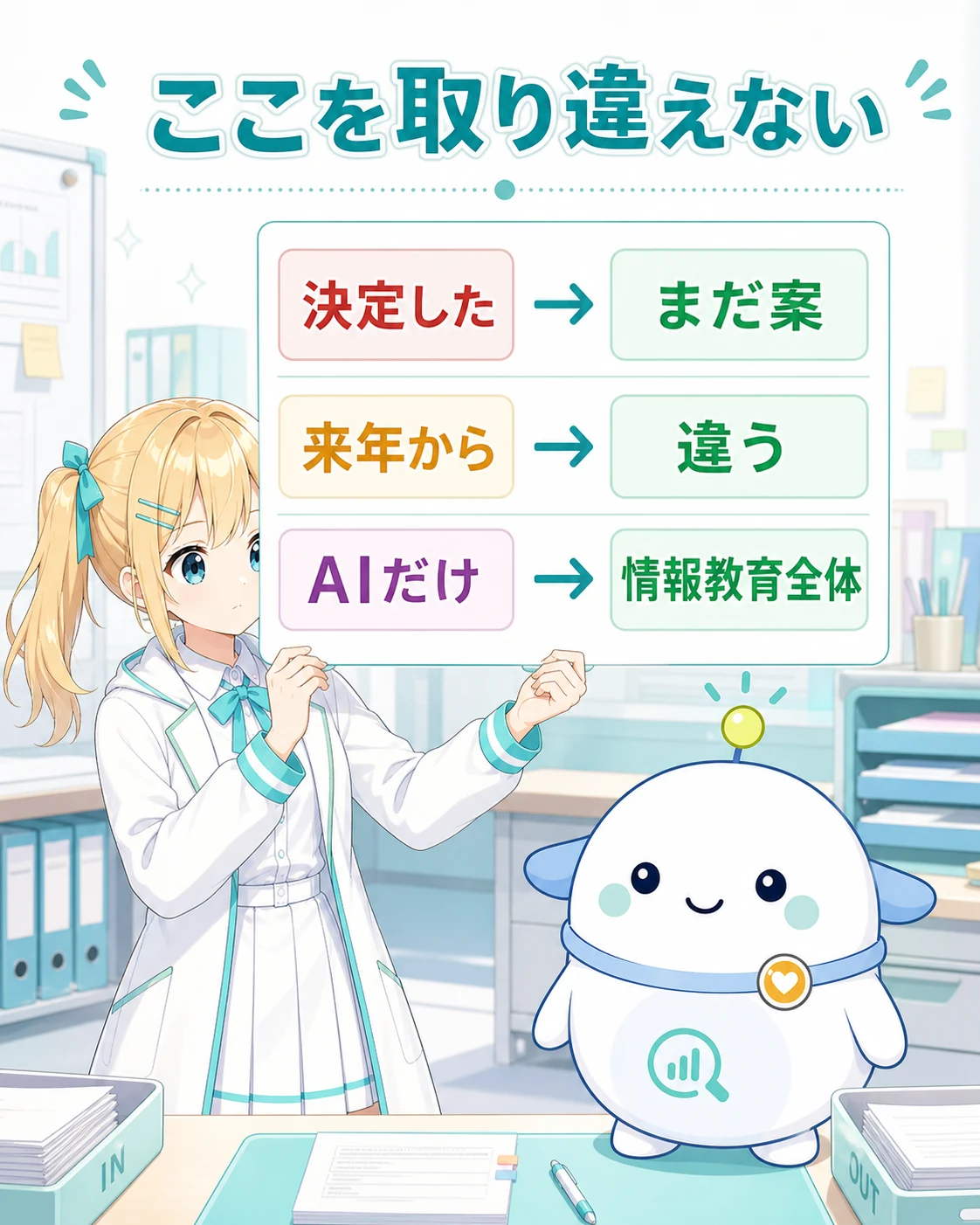 決定したではなくまだ案、来年からではない、AIだけではなく情報教育全体という誤解3点