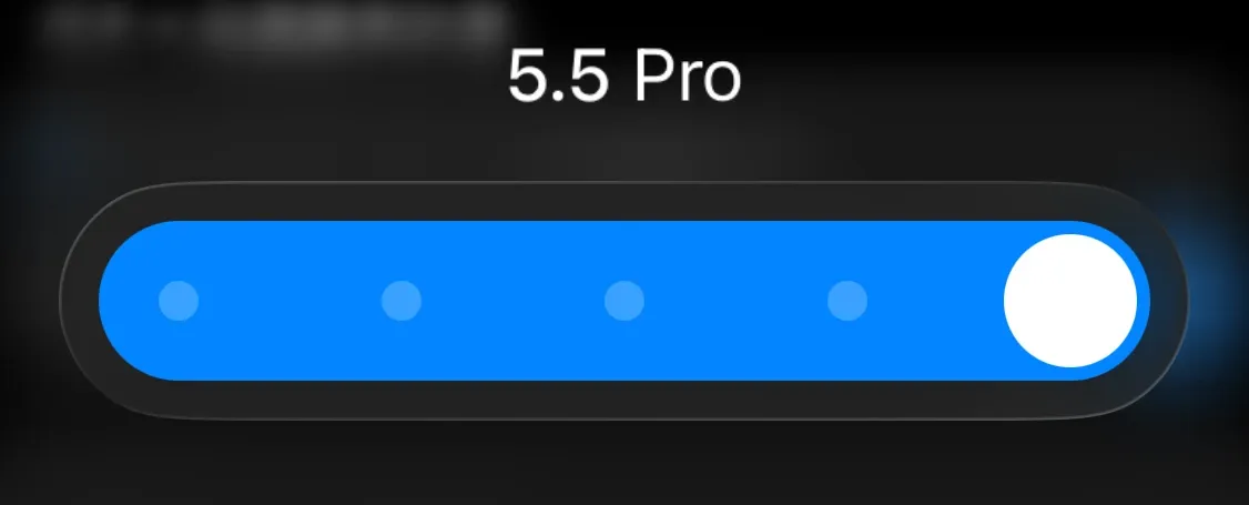 応答性能スライダーを一番右まで動かしても5.5 Proと表示されているiPhone版ChatGPTの実機画面