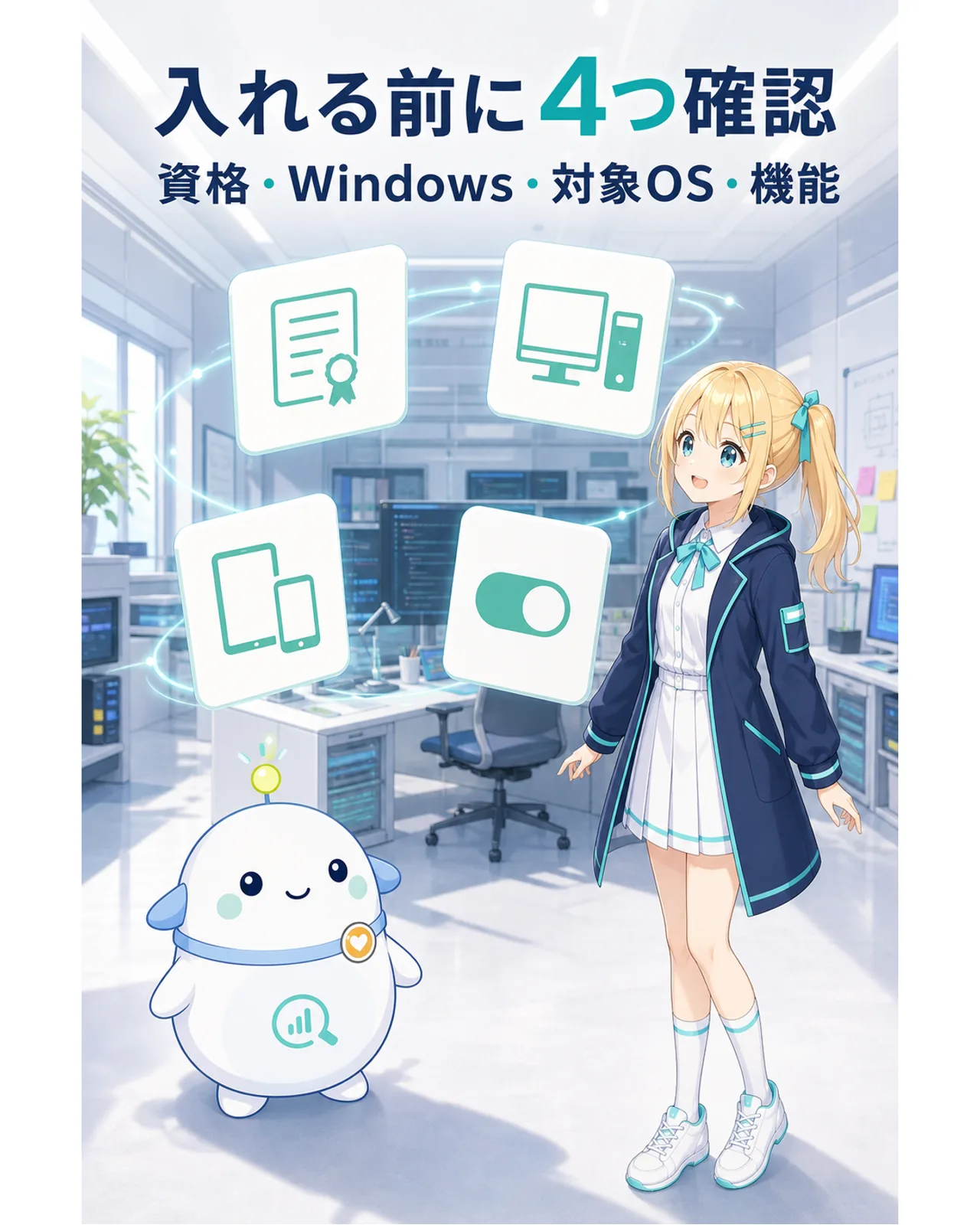 Delphi 13 Community Editionを入れる前に利用資格、Windows環境、対象OS、必要機能の4点を確認する図解