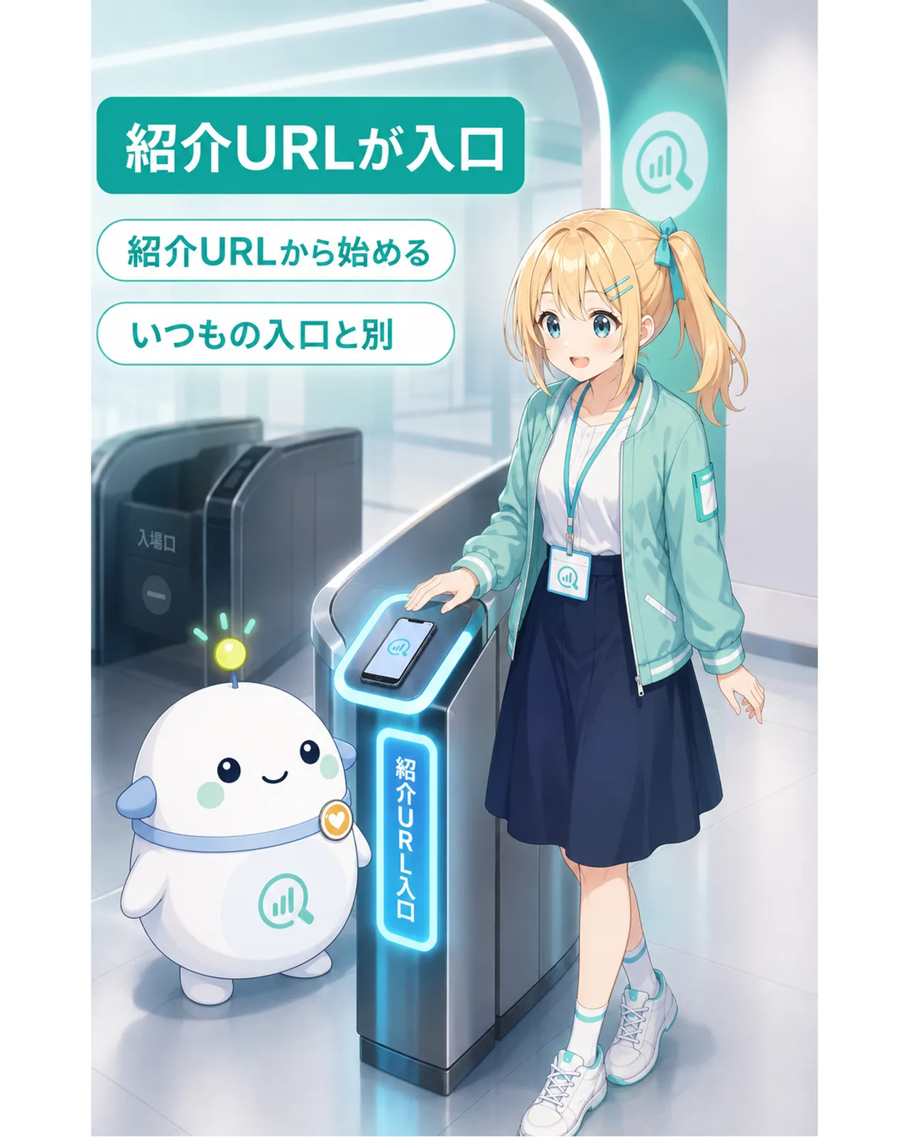 紹介URLから申し込みを始め、いつもの申込入口とは別だと示す図解