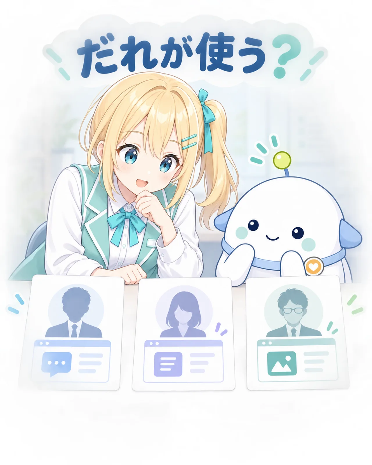 社員のAI利用状況をカードで見比べる図