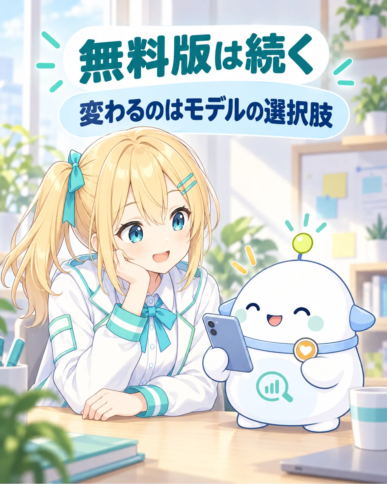 無料版は続き、モデルの選択肢が変わることを示す図