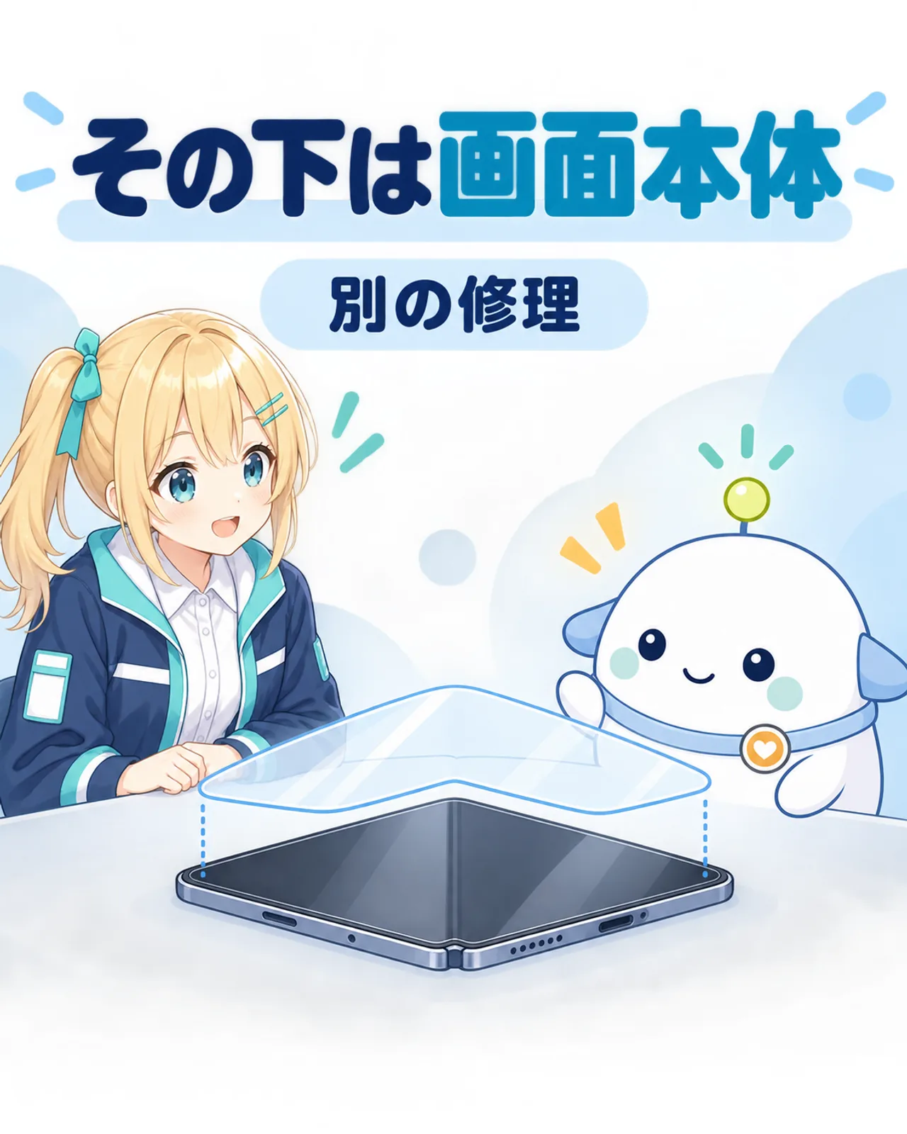 表面層の下にある内側画面本体を示す図