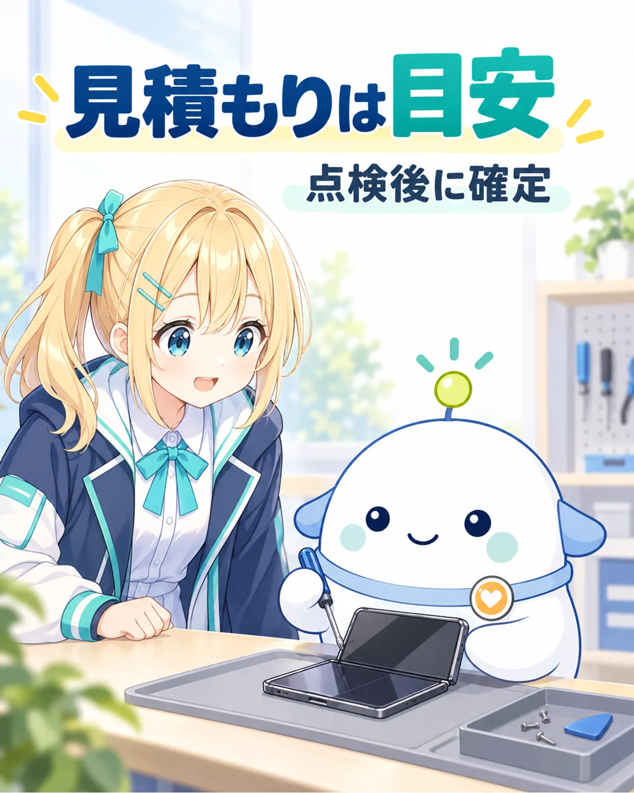 修理額は製品の点検後に確定することを示す図