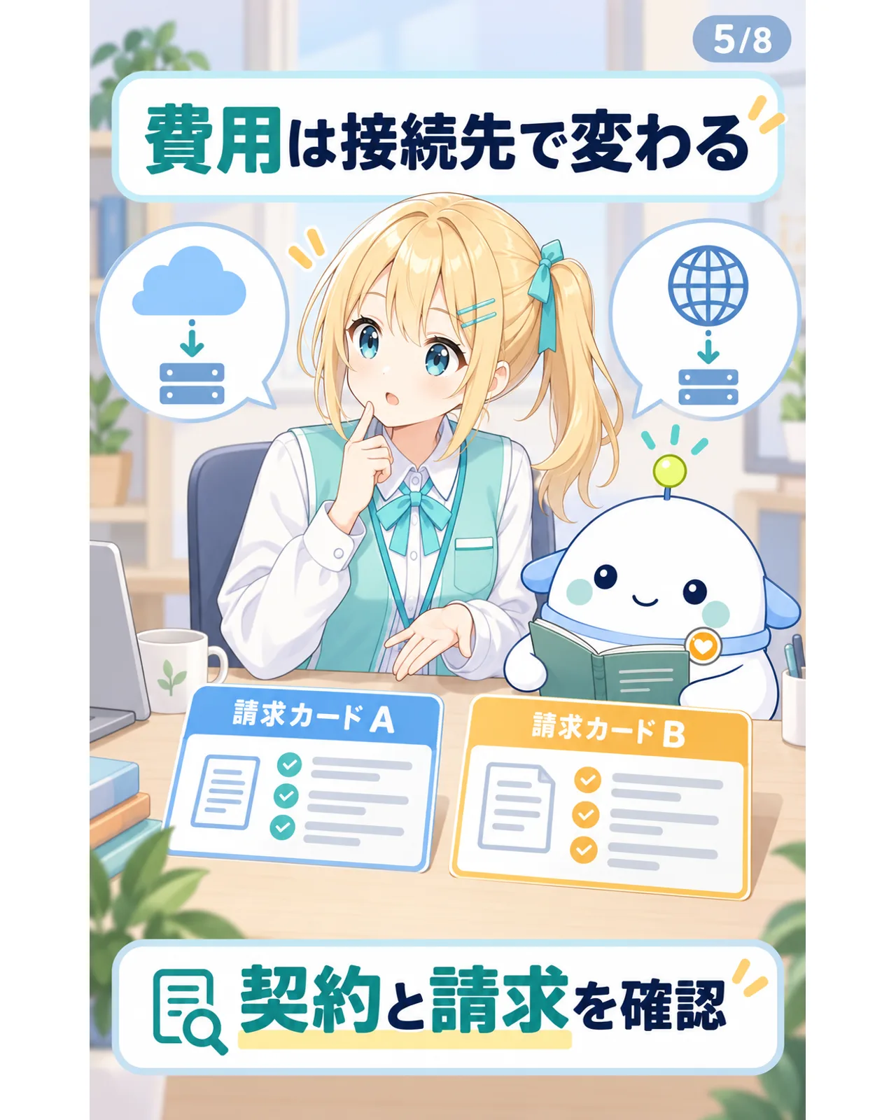 接続先によって費用が変わるため契約と請求を見比べる図