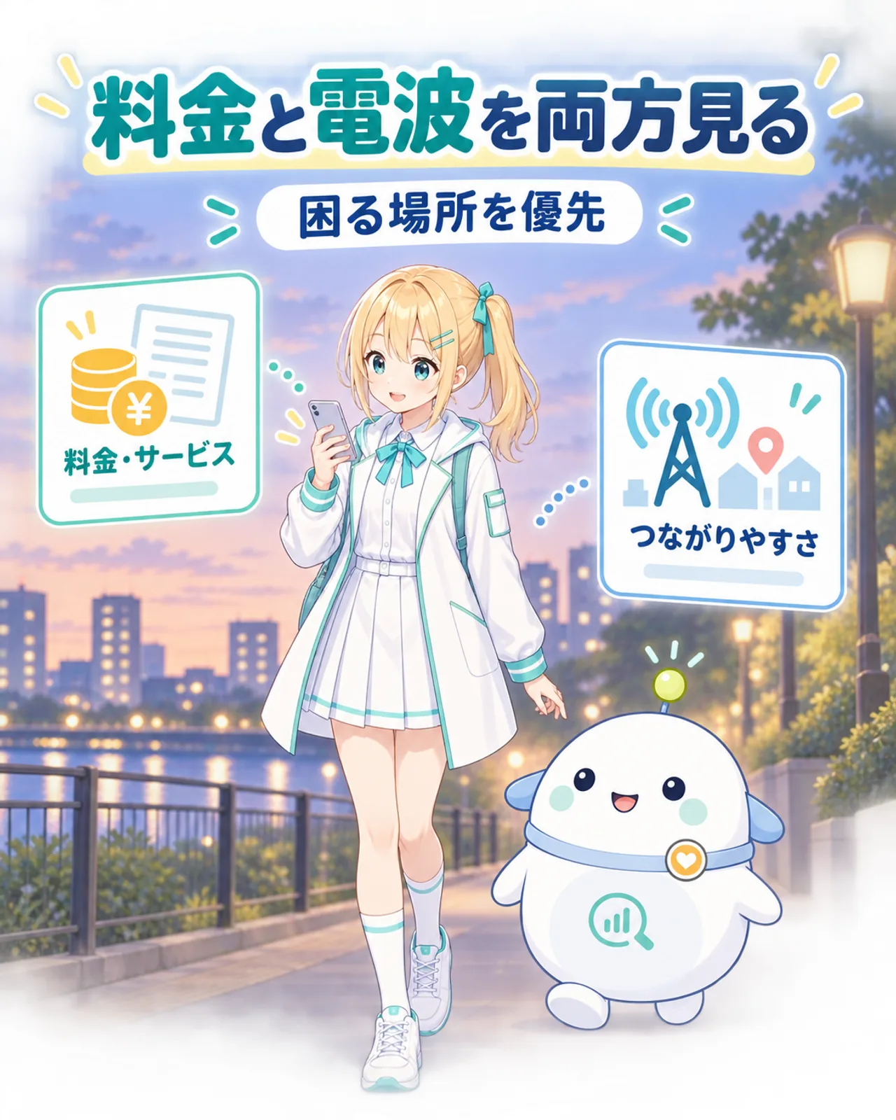 料金や関連サービスと、必要な場所でのつながり方を両方見て判断する図